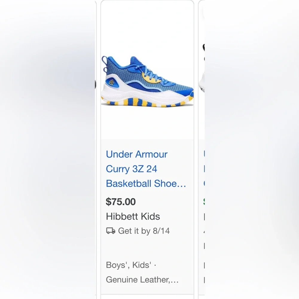 Steph Curry 3z24 Blue/Yellow Boys/Kids Sneakers/Shoes/Basketball/Under Armour UA - Picture 6 of 6